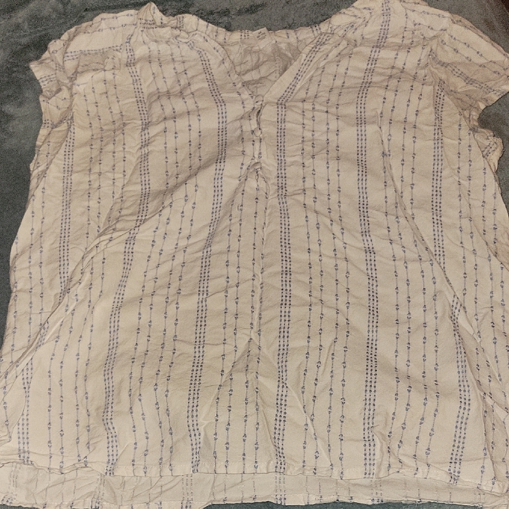 Women's Cream and Blue Top